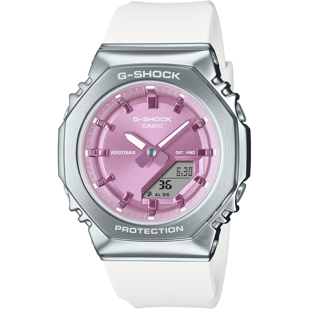 CASIO G-SHOCK 金屬時尚八角造型計時錶/紫X白/GM-S2110-7A6