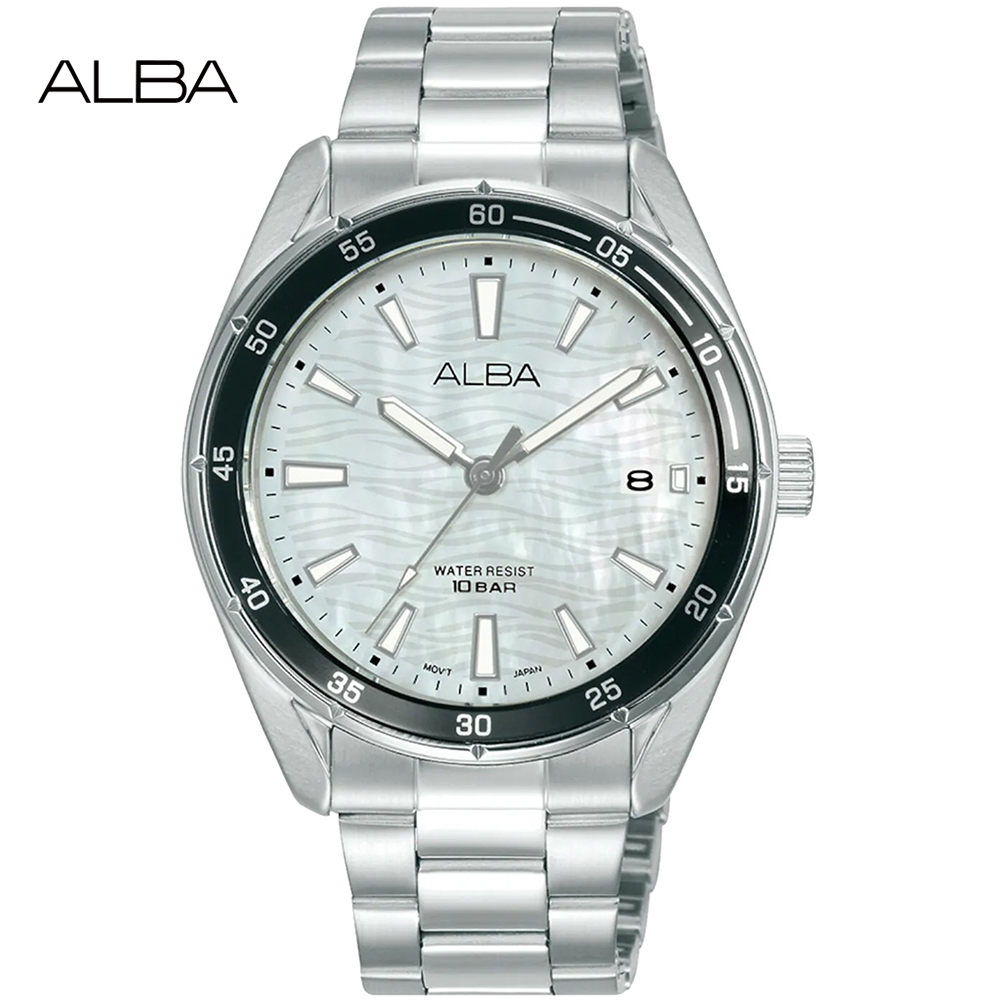 ALBA 雅柏 潛水風格水波紋時尚腕錶/銀/36mm (VJ32-X340S/AG8N63X1)