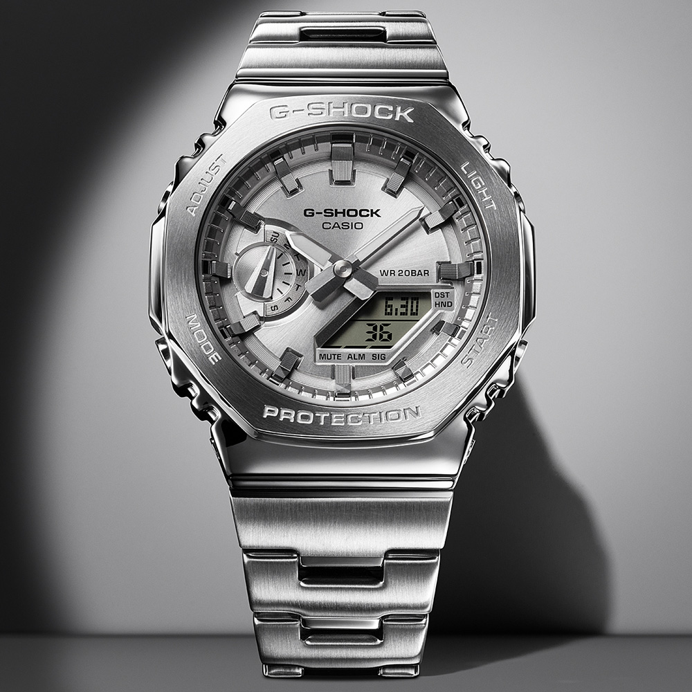 CASIO卡西歐 G-SHOCK 八角錶殼 金屬雙顯腕錶 GM-2110D-7A