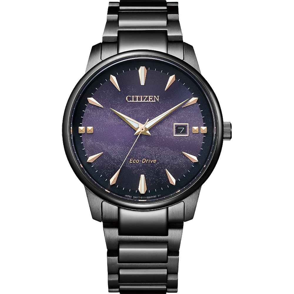 CITIZEN 星辰 光動能簡約手錶-銀河紫/男錶BM7595-89X