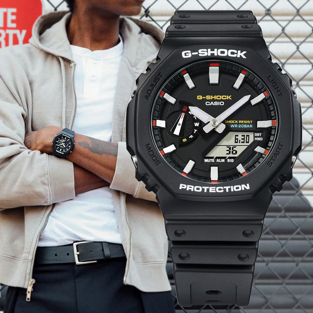 CASIO 卡西歐 G-SHOCK 經典原創配色 八角形雙顯錶 GA-2100RL-1A