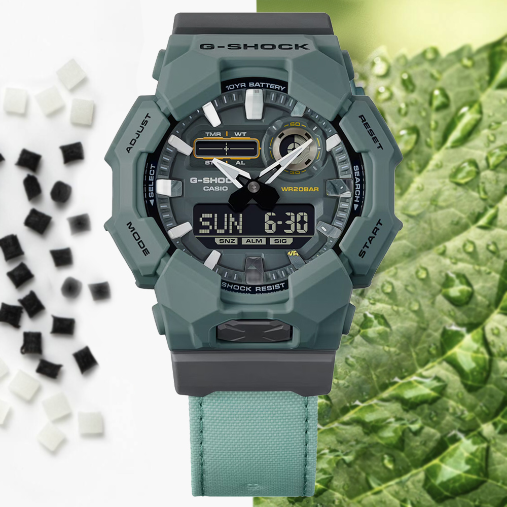 CASIO 卡西歐 G-SHOCK 大錶殼 長效電池 耐用布料錶帶 雙顯錶 GA-010CE-2A