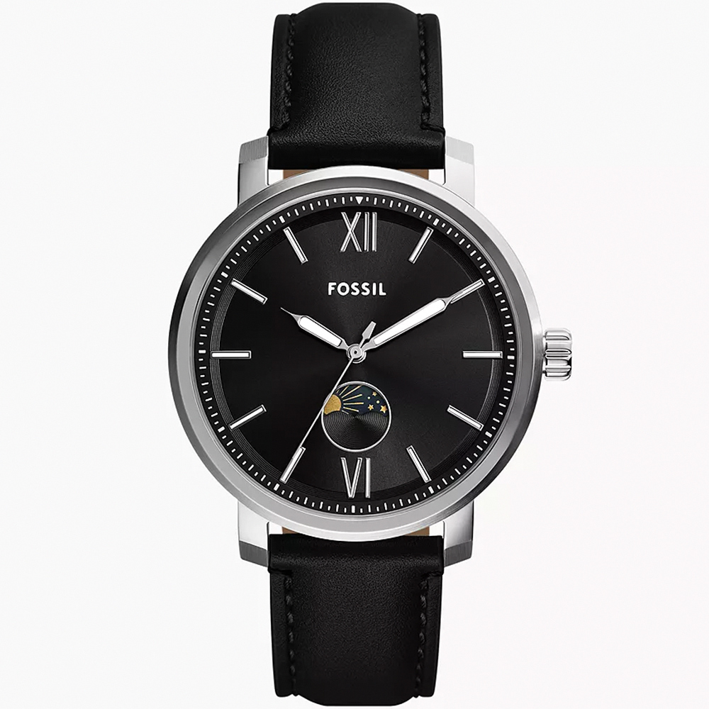FOSSIL Rhett 日月相手錶-銀x黑/43mm BQ2906