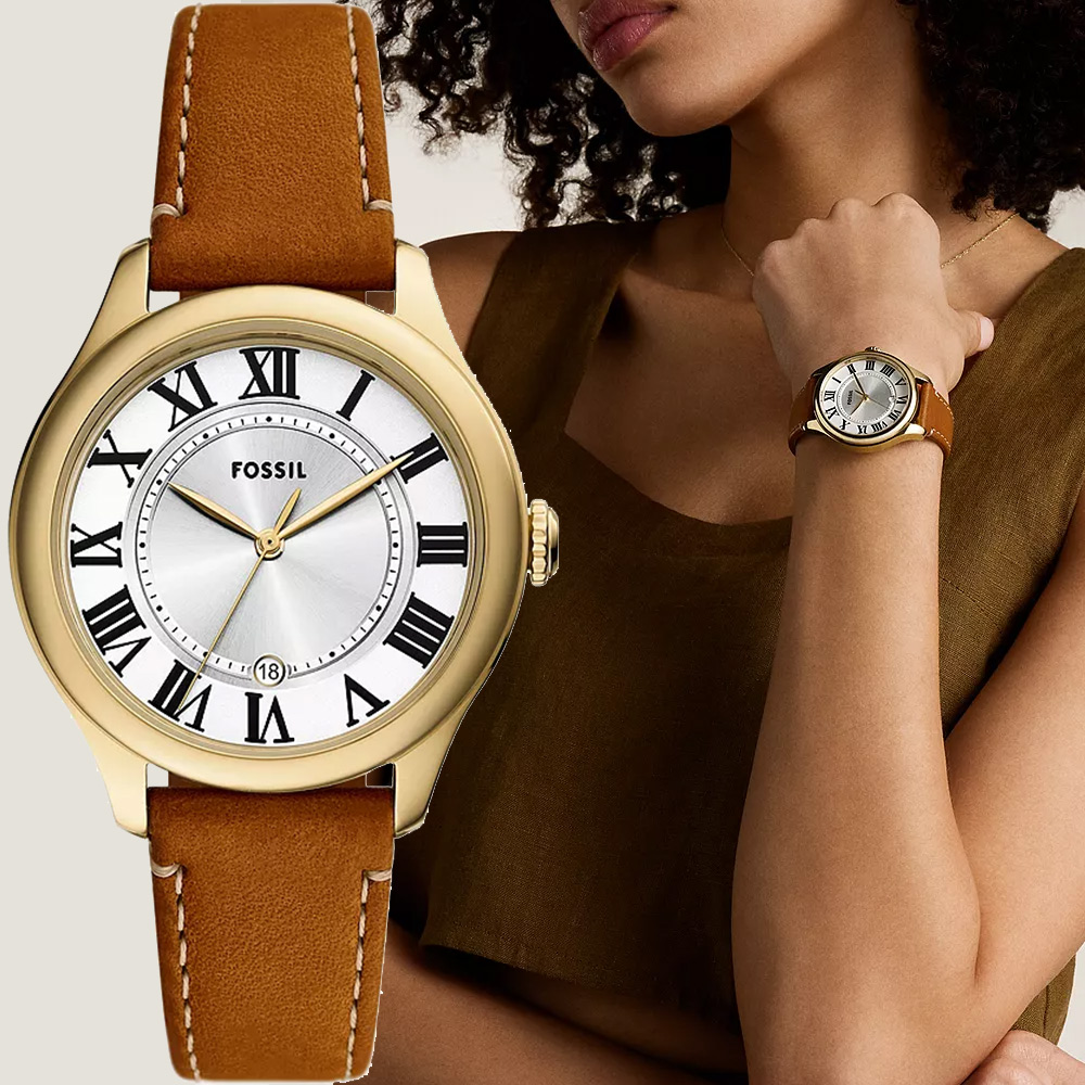 FOSSIL Raquel 復古羅馬時標大三針女錶-38mm ES5397
