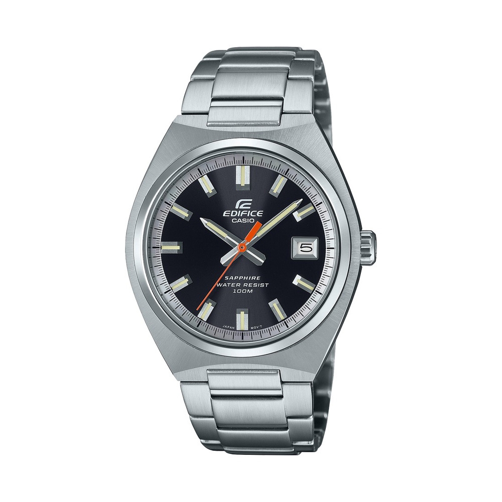 【CASIO 卡西歐】EDIFICE 纖薄簡約 藍寶石水晶玻璃 經典黑 日期顯示窗 EFB-109D-1A 38.5mm