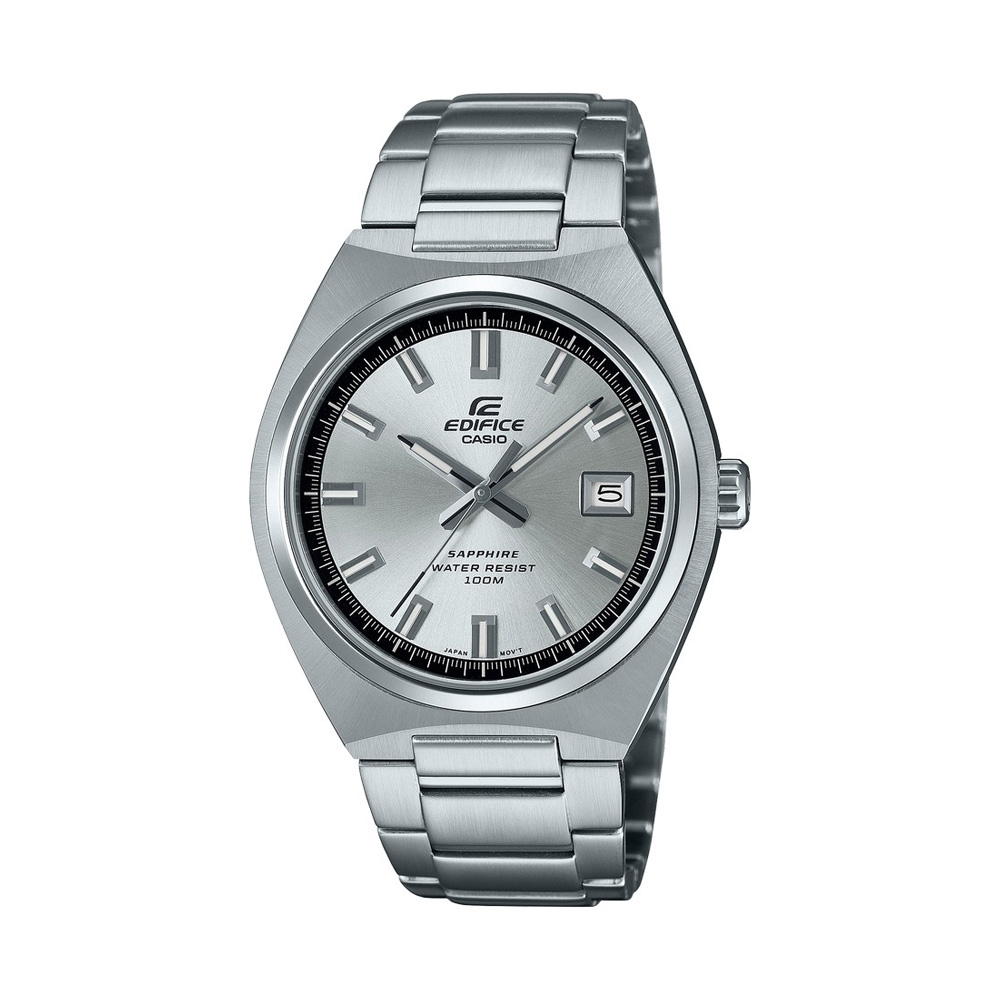 【CASIO 卡西歐】EDIFICE 纖薄簡約 藍寶石水晶玻璃 亮銀白 日期顯示窗 EFB-109D-7A 38.5mm