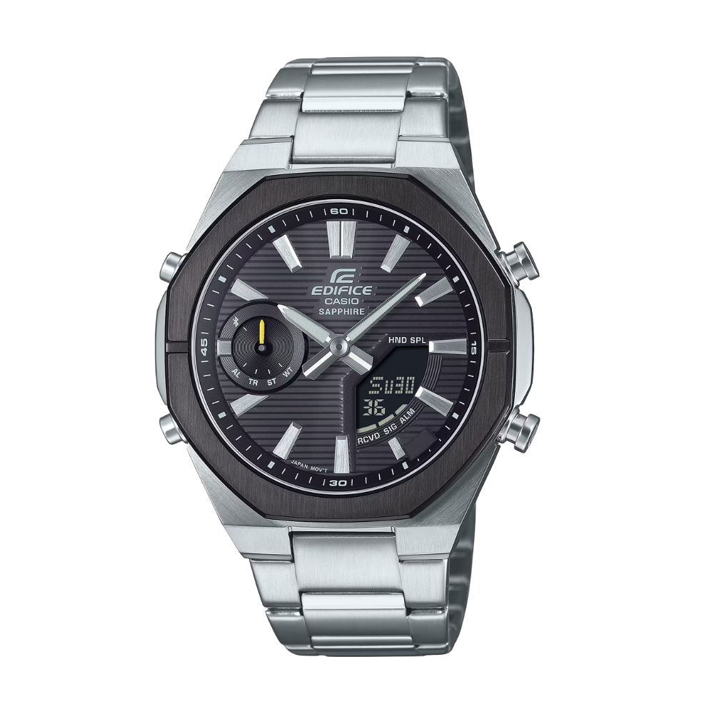 【CASIO 卡西歐】EDIFICE 藍芽 纖薄輕巧 藍寶石水晶玻璃 紳士黑 賽車運動 ECB-S10DB-1A 43mm