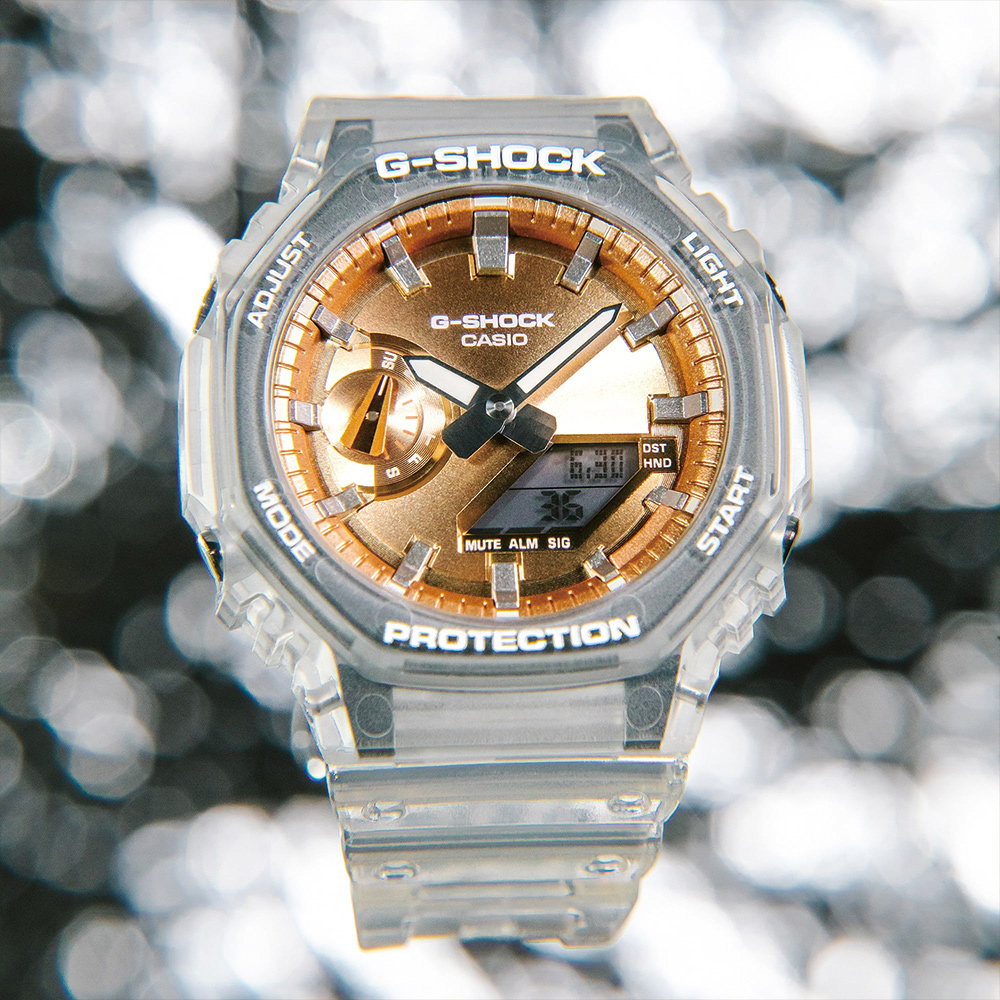 CASIO G-SHOCK 半透明炫彩八角造型計時錶/GA-2100BM-7A5