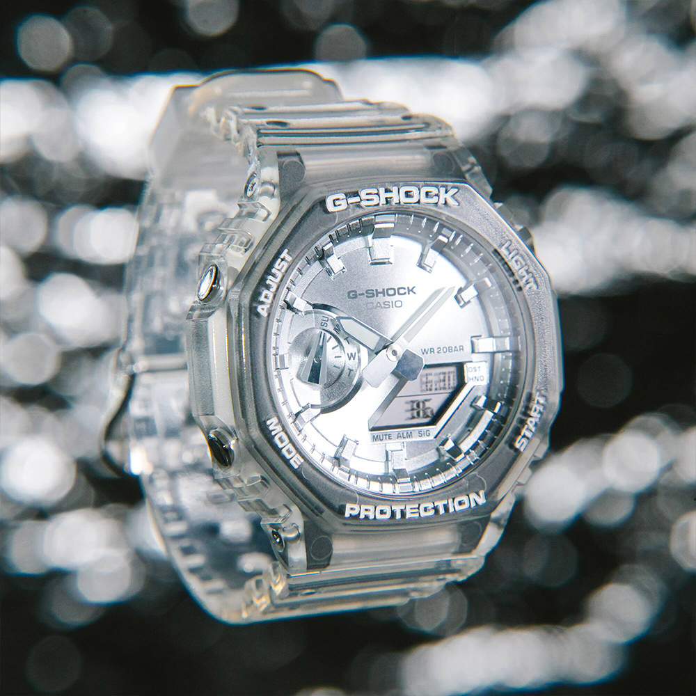 CASIO G-SHOCK 半透明炫彩八角造型計時錶/GA-2100BM-7A8