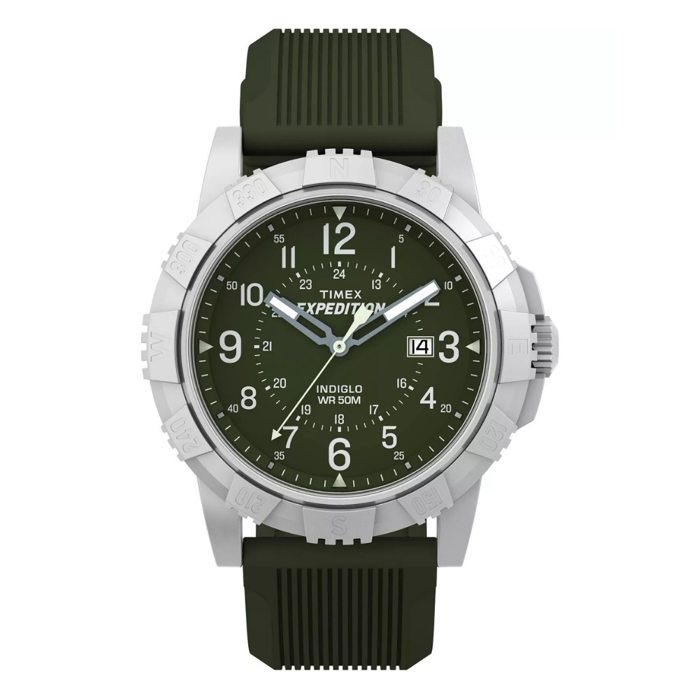 【TIMEX】天美時 遠徵系列 45毫米 夜幕探險 夜光 矽膠錶帶 潛水員風格手錶(綠 TXTW4B32100)