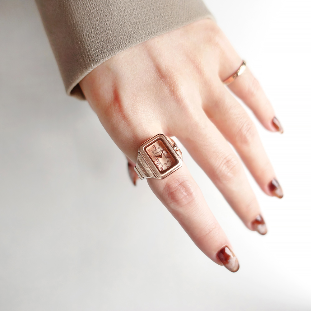 FOSSIL / ES5345 / Raquel 不鏽鋼鍊帶 手錶戒指 玫瑰金色 14mm