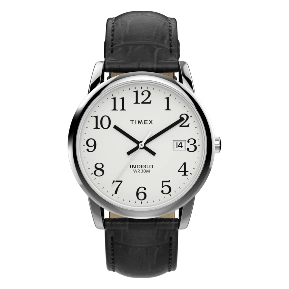 【TIMEX】天美時 Easy Reader 35毫米 復古簡約 鱷魚紋理 皮革錶帶腕錶 (白x黑 TXTW2W95400)