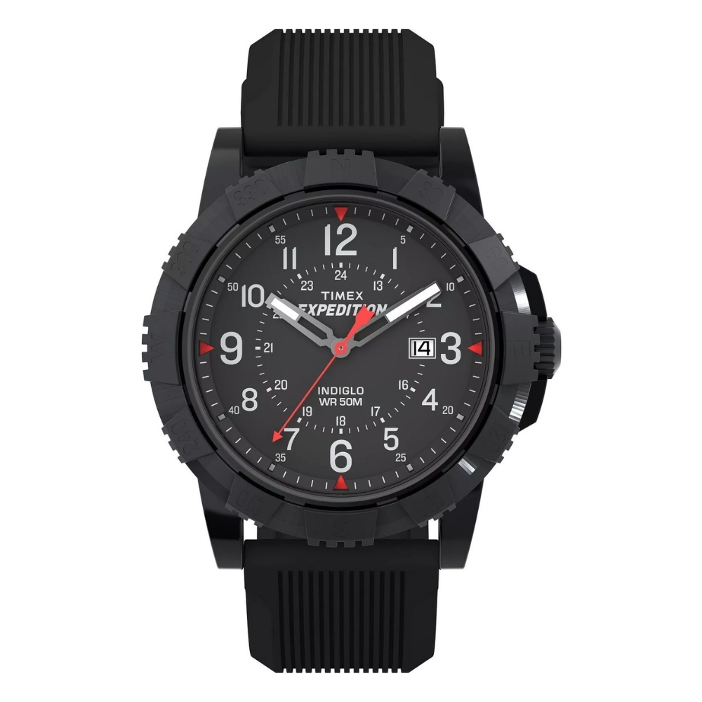 【TIMEX】天美時 遠徵系列 45毫米 夜幕探險 夜光 矽膠錶帶 潛水員風格手錶(黑 TXTW4B32000)