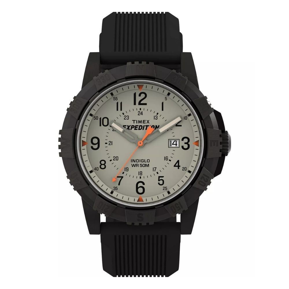 【TIMEX】天美時 遠徵系列 45毫米 夜幕探險 夜光 矽膠錶帶 潛水員風格手錶(米x黑 TXTW4B32200)
