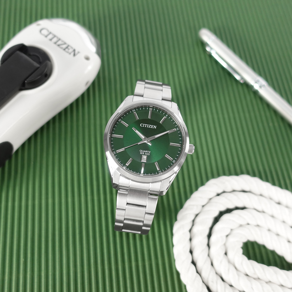 CITIZEN 星辰錶 / BI1031-51Z /日期 防水100米 日本機芯 不鏽鋼手錶 綠色 42mm