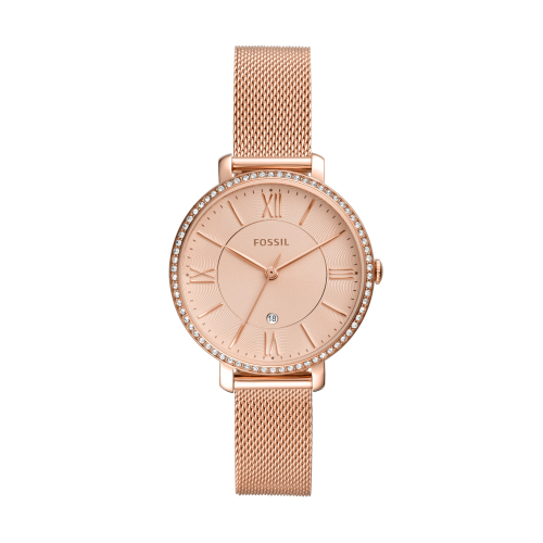 FOSSIL Jacqueline 雙圈經典簡約女錶 咖啡色真皮錶帶ES5090