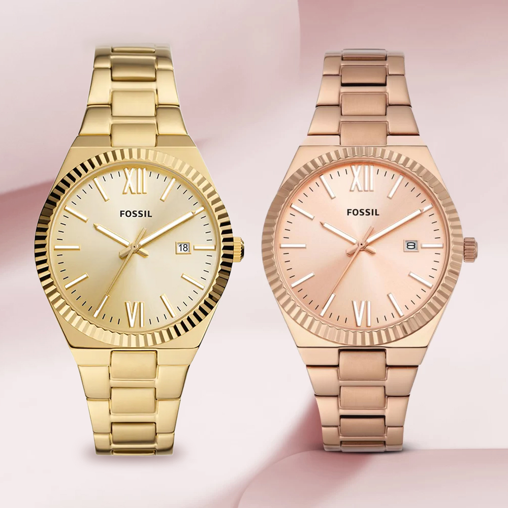 【FOSSIL】Scarlette系列 ES5258 ES5299 日期視窗 夜光 不鏽鋼 石英 女錶