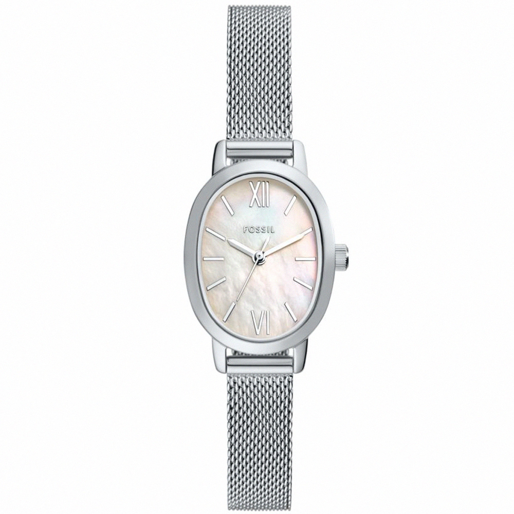 【FOSSIL】公司貨 Penny 靜雅之時不鏽鋼米蘭腕錶/銀x珍珠母貝面 女錶(BQ5015)