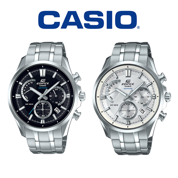 CASIO 卡西歐 EDIFICE EFB-550D 時尚扇形儀錶板設計真三眼鋼帶手錶