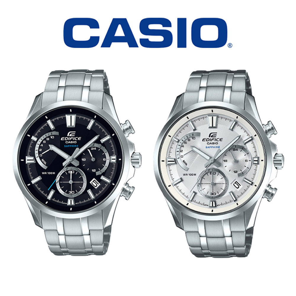 CASIO 卡西歐 EDIFICE EFB-550D 時尚扇形儀錶板設計真三眼鋼帶手錶