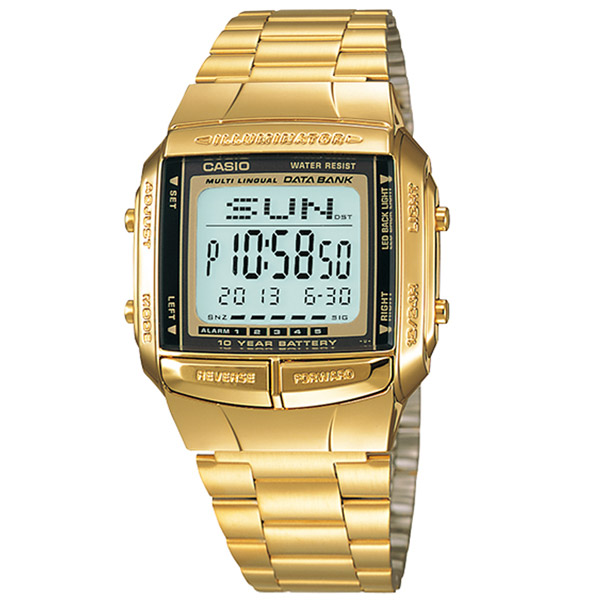 CASIO / DB-360G-9A / 卡西歐 DATABANK系列 復刻 潮流 世界時間 不鏽鋼手錶 金色 36mm
