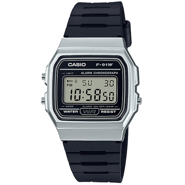 【CASIO 卡西歐】數位顯示運動腕錶-黑(F-91WM-7ADF)