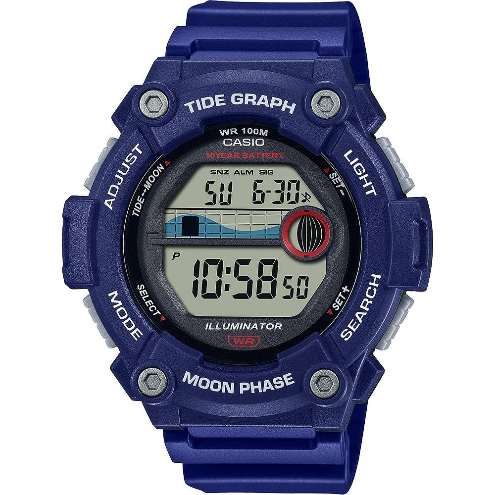 CASIO 卡西歐 10年電力 水上運動計時手錶-藍 WS-1300H-2AV