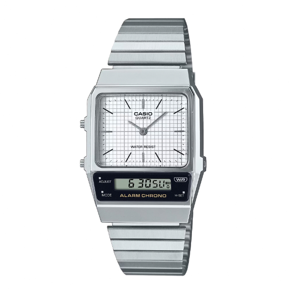 CASIO 卡西歐 AQ-800E-7A 簡約復古懷舊雙顯多功能電子鐵手錶