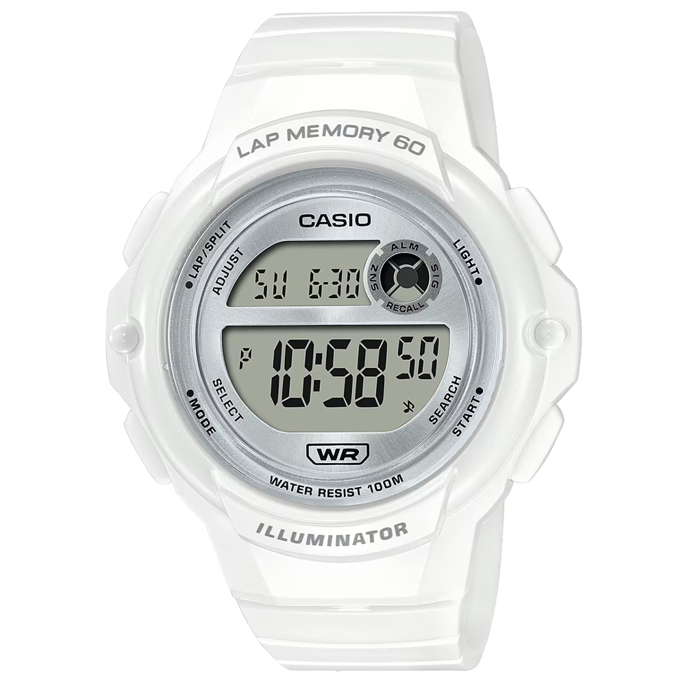 【CASIO 卡西歐】簡約數位電子橡膠運動腕錶/白(LWS-1200H-7A1)