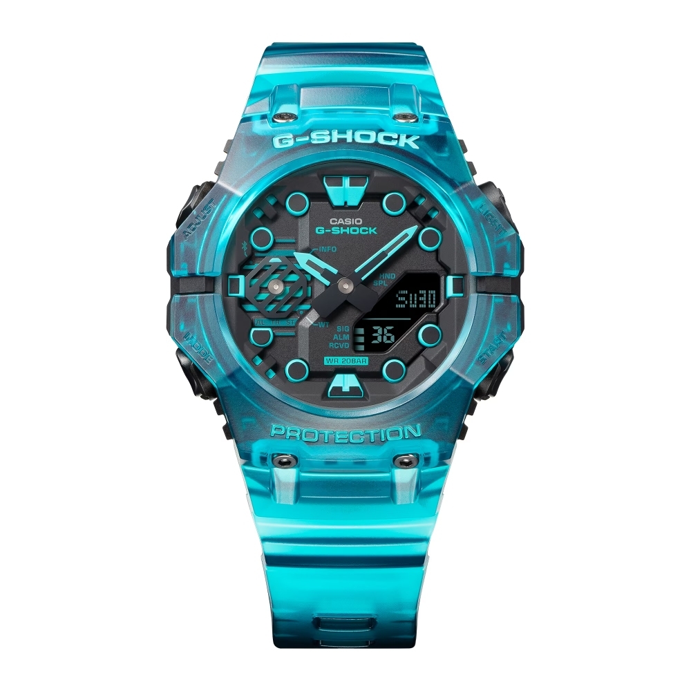 CASIO 卡西歐 G-SHOCK 藍牙連線 時尚錶圈雙顯腕錶46mm /GA-B001G-2A