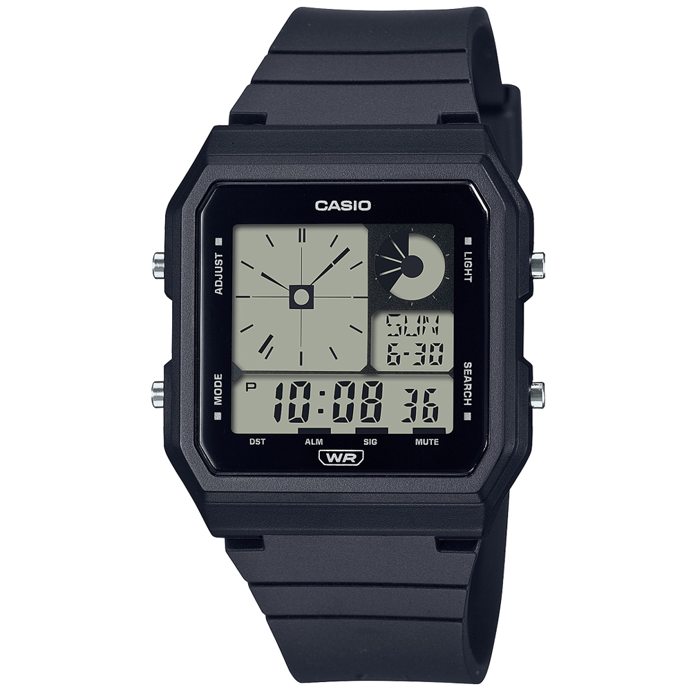 【CASIO 卡西歐】方形雋永數位電子腕錶/黑(LF-20W-1A)