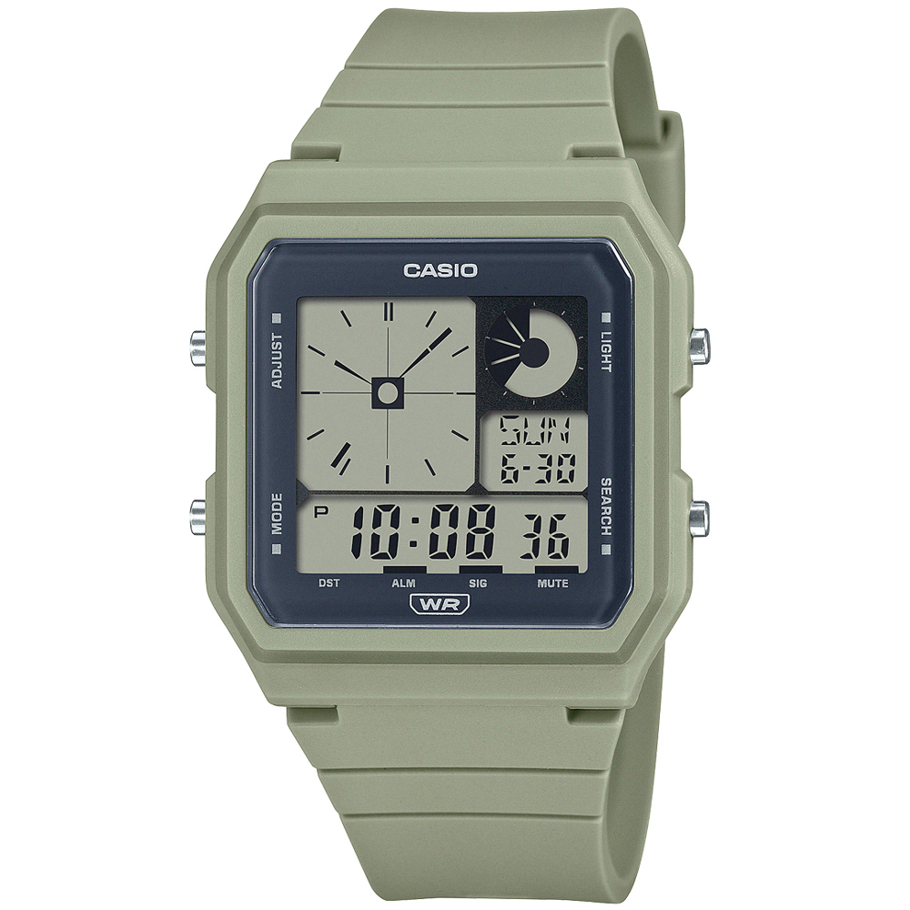 【CASIO 卡西歐】方形雋永數位電子腕錶/綠(LF-20W-3A)