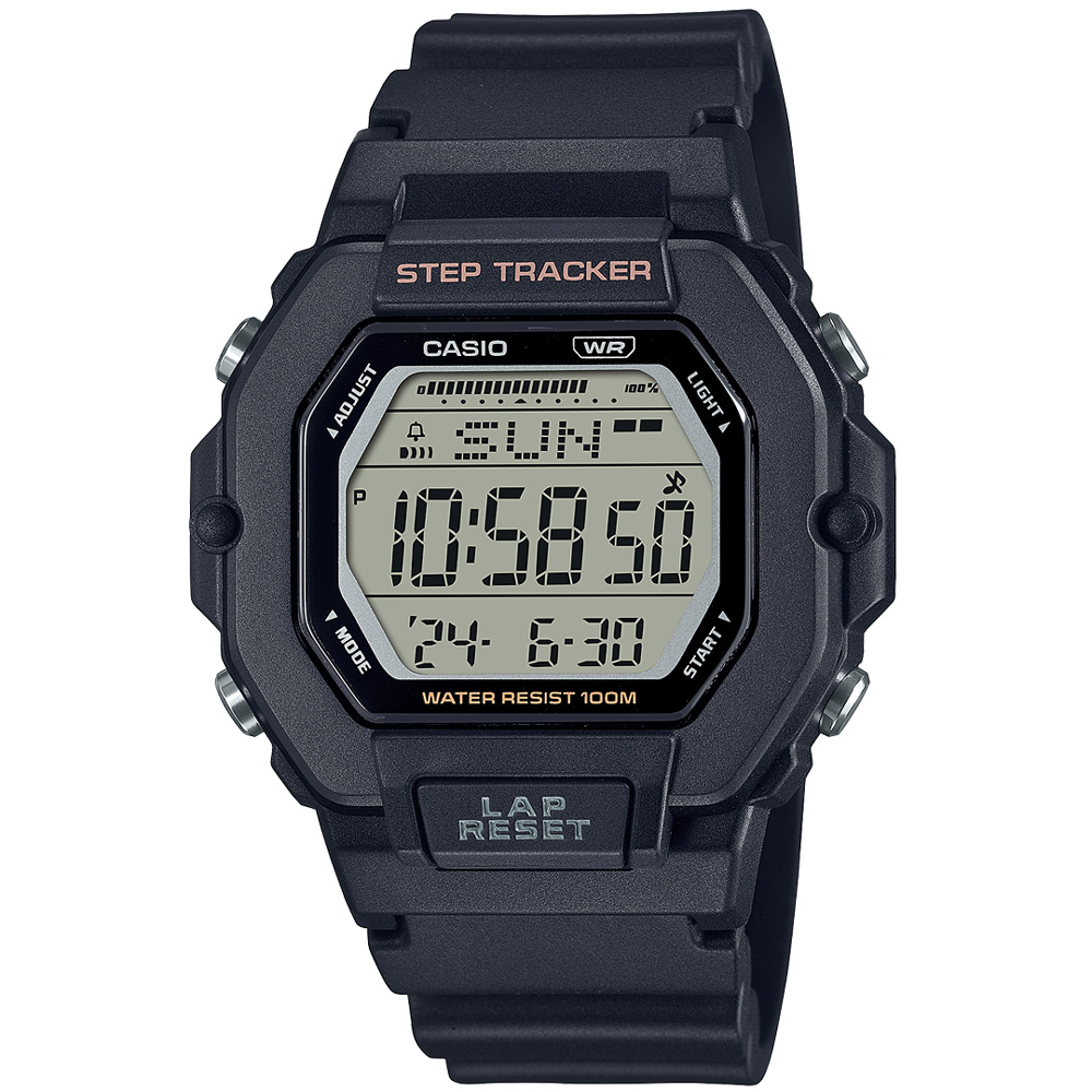 【CASIO 卡西歐】簡約氣質數位電子運動腕錶/黑(LWS-2200H-1A)