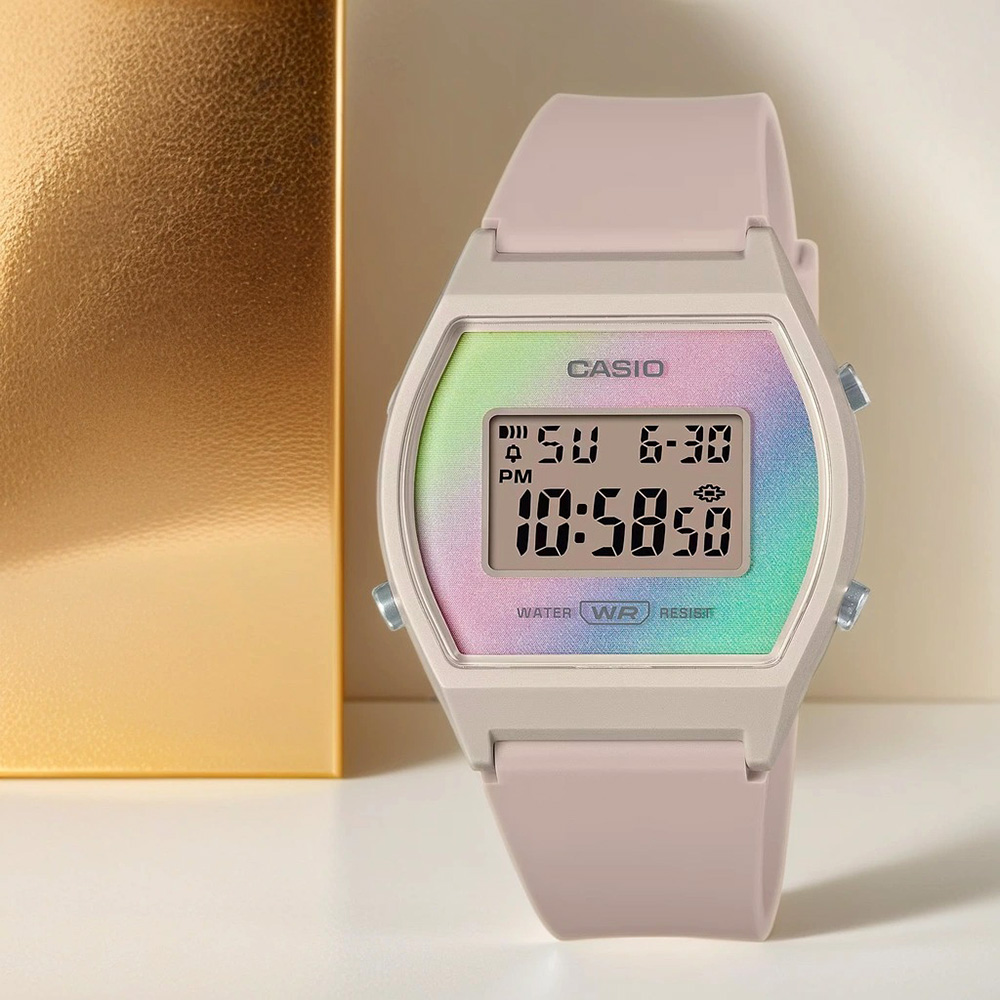 CASIO 卡西歐 奶茶色 粉彩漸層電子錶 女錶(LW-205H-4A)