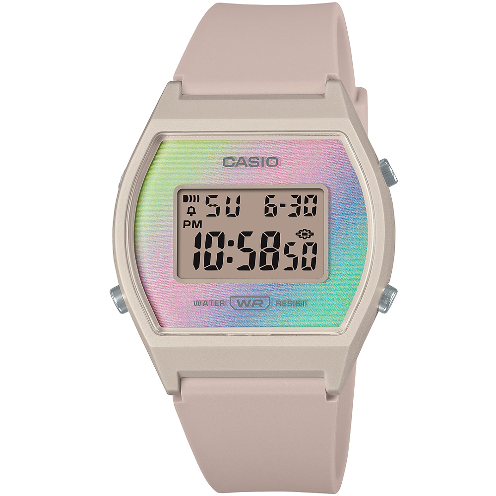 【CASIO 卡西歐】柔和時尚數位電子樹脂腕錶/裸粉(LW-205H-4A)