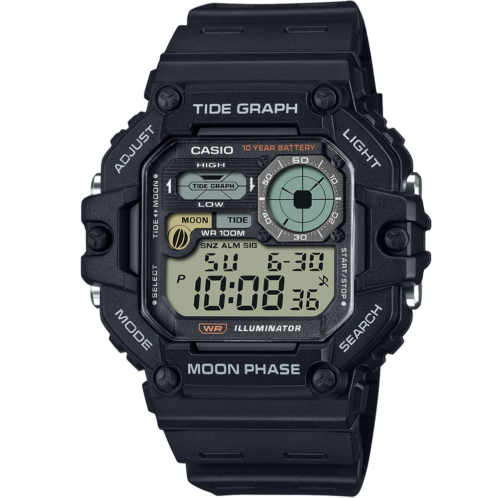 【CASIO 卡西歐】方形潮流數位電子腕錶/黑(WS-1700H-1A)