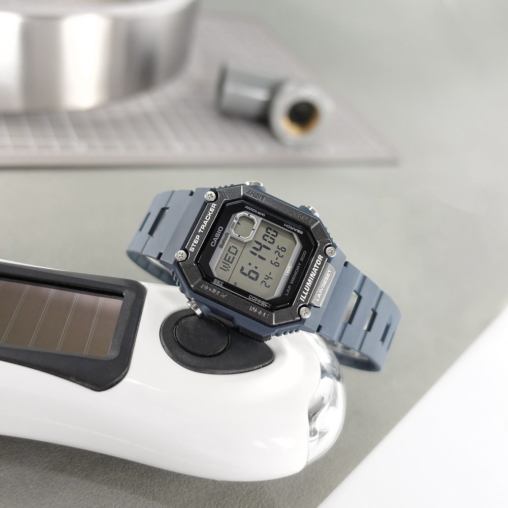 CASIO / WS-B1000-2AV / 卡西歐 藍芽計步 電子數位 防水100米 橡膠手錶 藍色 36mm