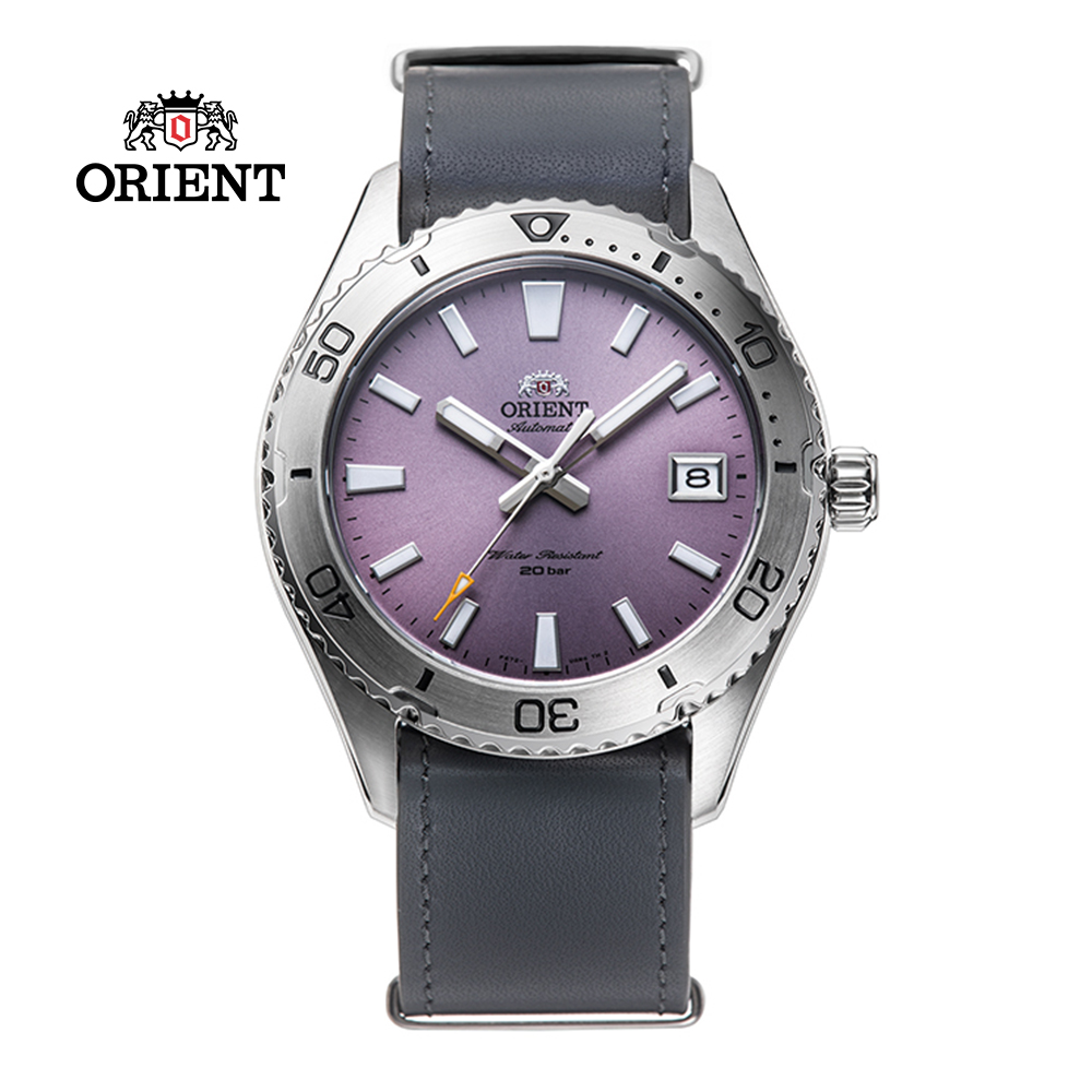 ORIENT 東方錶 WATER RESISTANT系列 200m潛水風格腕錶 皮帶款 紫色 RA-AC0Q07V -39.9mm