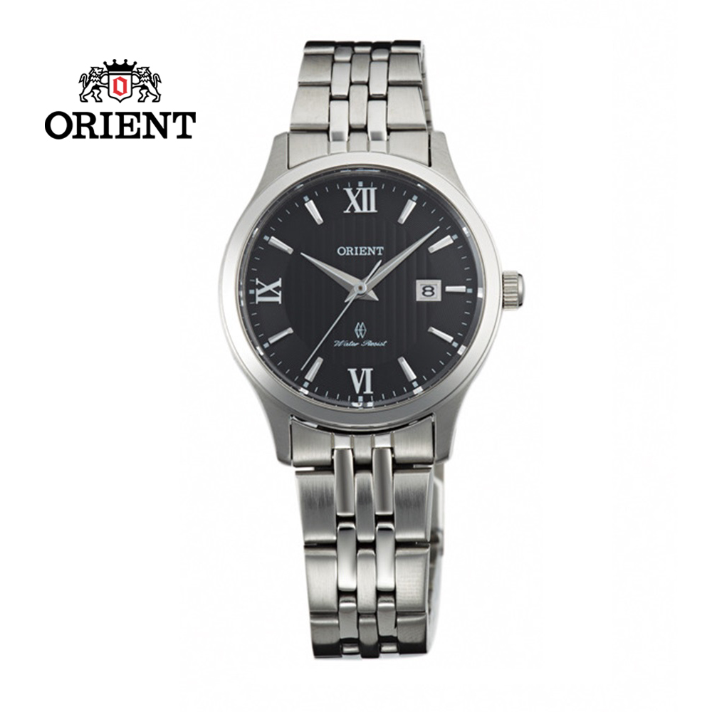 ORIENT 東方錶 SLIM系列 優雅數字藍寶石鏡面石英錶 女生鋼帶款 FSZ3Z005B 黑色 - 28mm