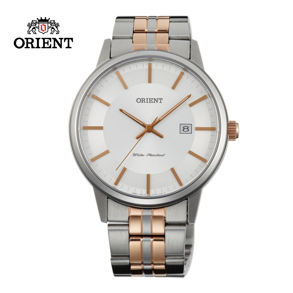 ORIENT 東方錶 SLIM系列 優雅數字藍寶石鏡面石英錶 男生鋼帶款 FUNG8001W 玫瑰金 - 40mm