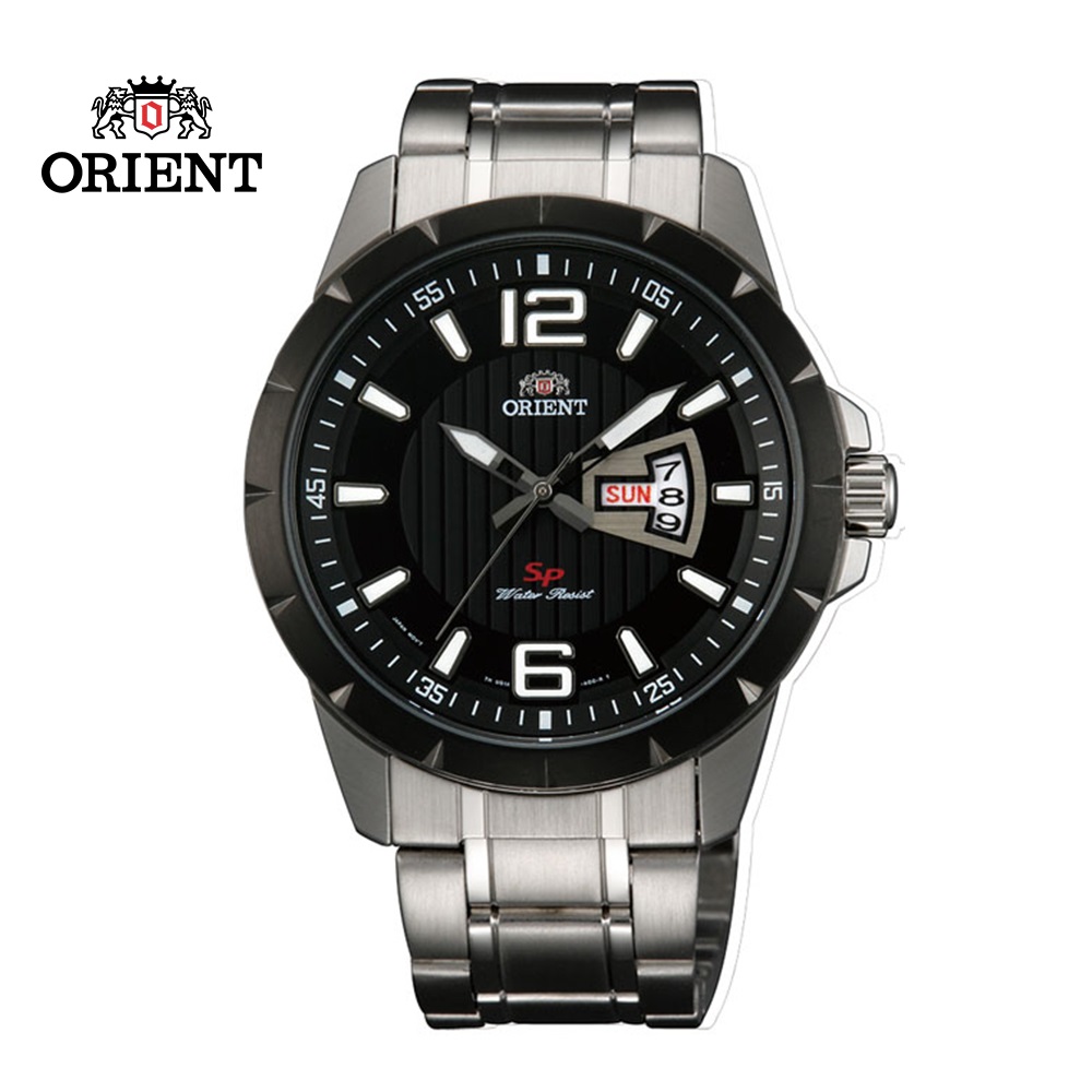 ORIENT 東方錶 SP 系列 寬幅日期運動石英錶 鋼帶款 FUG1X001B 黑色 - 43mm