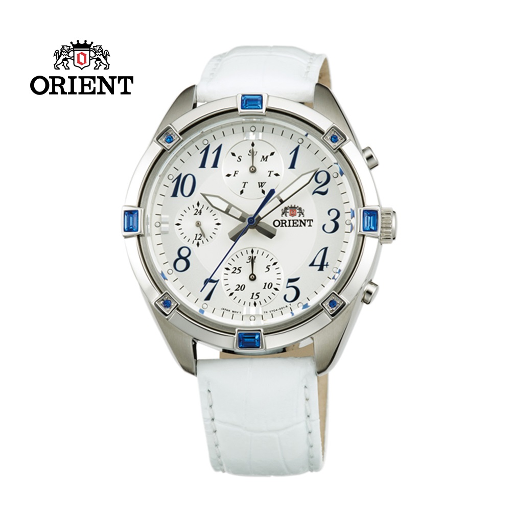 ORIENT 東方錶 SPORTY DESIGN系列 運動三眼石英錶 皮帶款 FUY04006W 白色 - 38.5mm