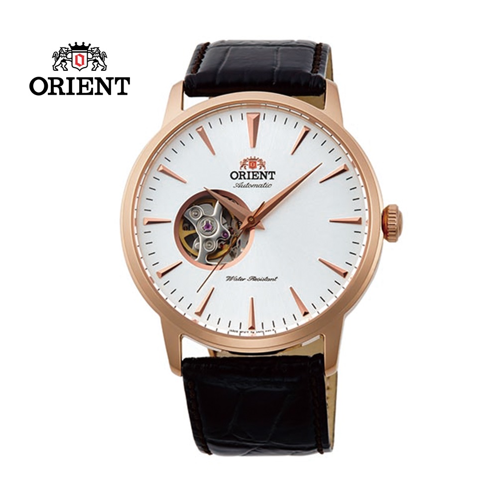 ORIENT 東方錶 SEMI-SKELETON系列 半鏤空機械錶 皮帶款 FAG02002W 玫瑰金色 - 41mm