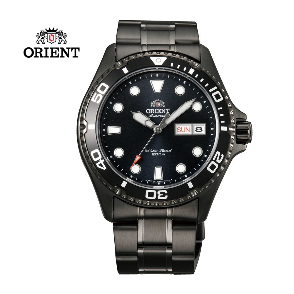 ORIENT 東方錶 WATER RESISTANT系列 200m潛水機械錶 鋼帶款 黑色 FAA02003B - 41.5 mm