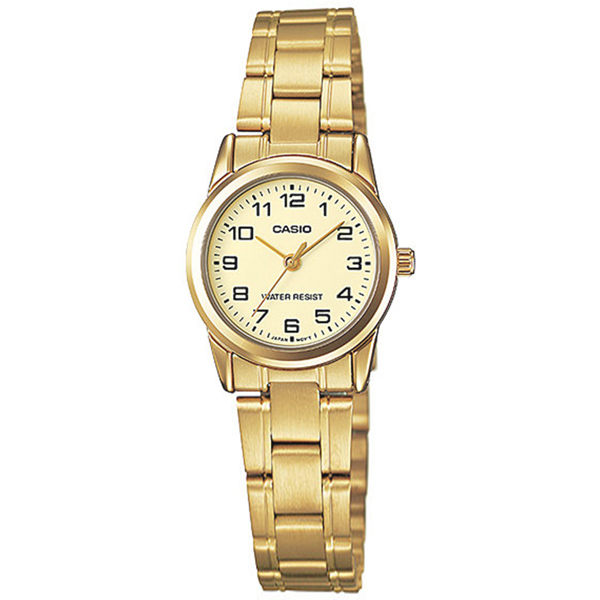 CASIO / LTP-V001G-9B / 卡西歐 簡約優雅 復古時尚 數字刻度 不鏽鋼手錶 金色 25mm
