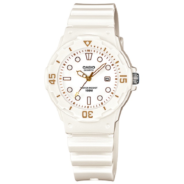 CASIO / LRW-200H-7E2 / 卡西歐 甜心潛水風 防水100米 橡膠手錶 白色 33mm