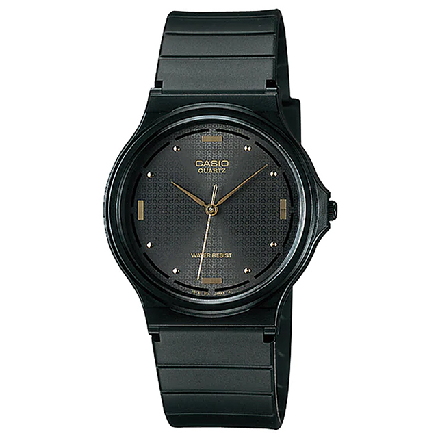 【CASIO 卡西歐】極簡百搭薄型橡膠腕錶/黑x黑面(MQ-76-1ALDF)