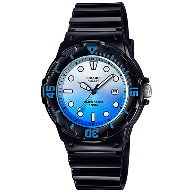【CASIO 卡西歐】小巧潛水風格運動錶-藍x黑(LRW-200H-2EVDR)