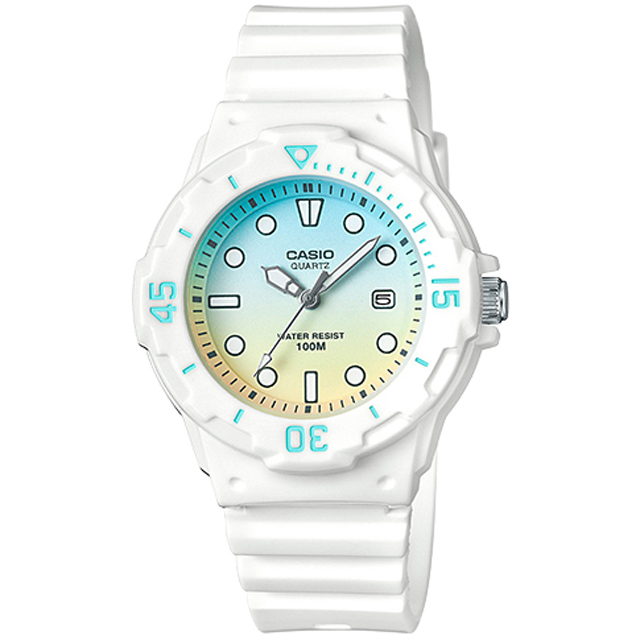 【CASIO 卡西歐】亮眼魅力潛水風運動腕錶 漸層雙色款/藍x黃(LRW-200H-2E2VDR)