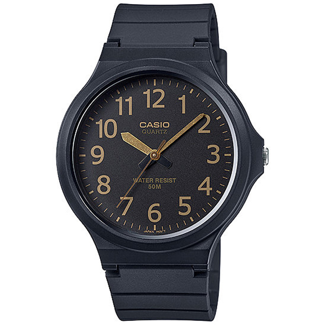 【CASIO 卡西歐】輕薄雙色大錶面百搭腕錶/黑x棕(MW-240-1B2VDF)